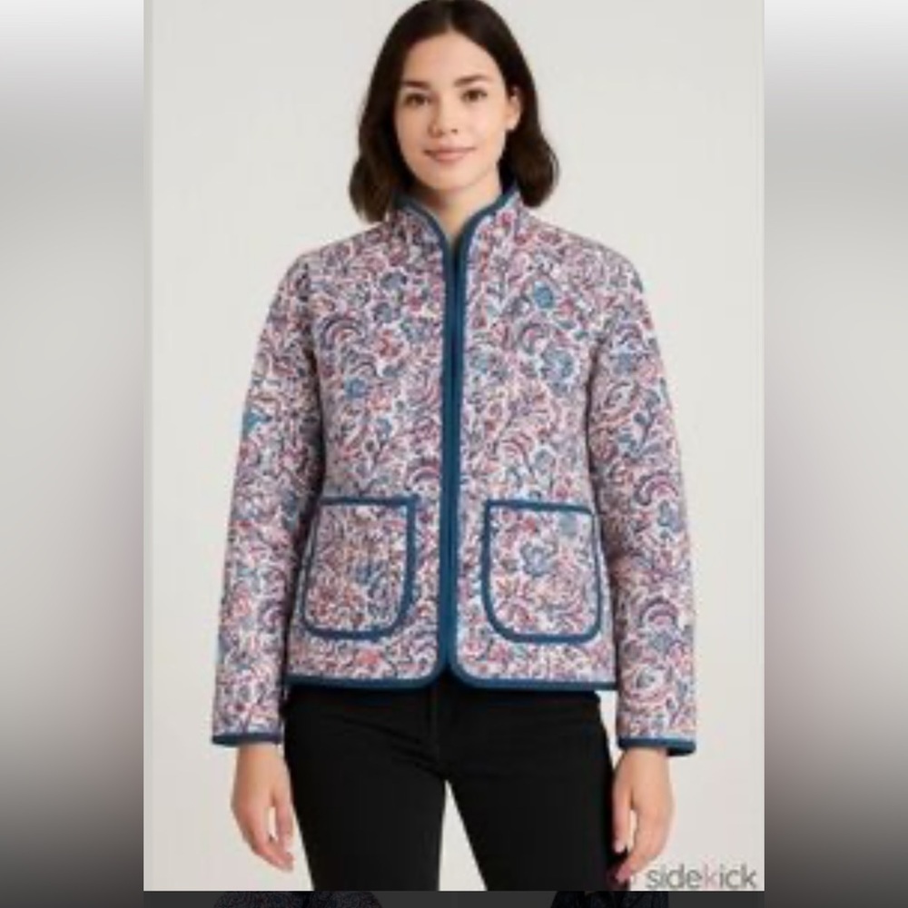 7 For All Man Kind Quilted Floral Boxy Jacket small boho cottagecore‎ layered